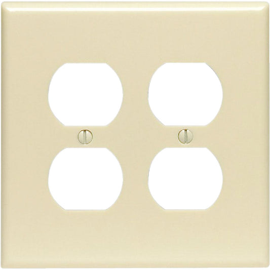 Leviton Mid-Way 2-Gang Smooth Plastic Outlet Wall Plate, Ivory