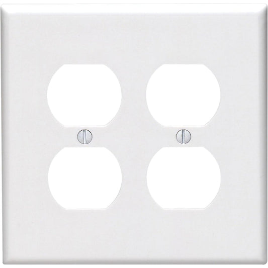 Leviton Mid-Way 2-Gang Smooth Plastic Outlet Wall Plate, White