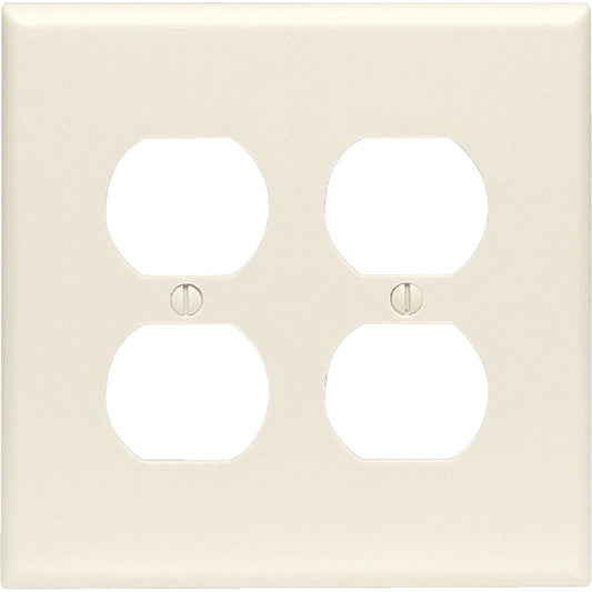 Leviton Mid-Way 2-Gang Smooth Plastic Outlet Wall Plate, Light Almond