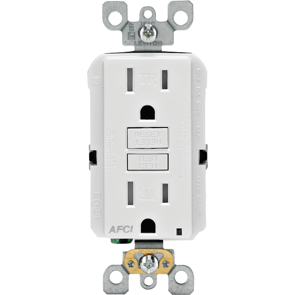 Leviton SmartLockPro 15A White Arc Fault 5-15R Duplex Outlet