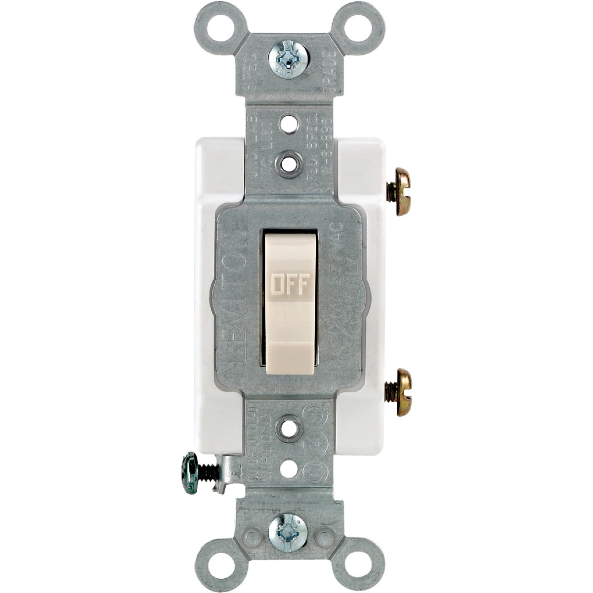 Leviton Commercial Grade 15 Amp Toggle Single Pole Switch, Light Almond