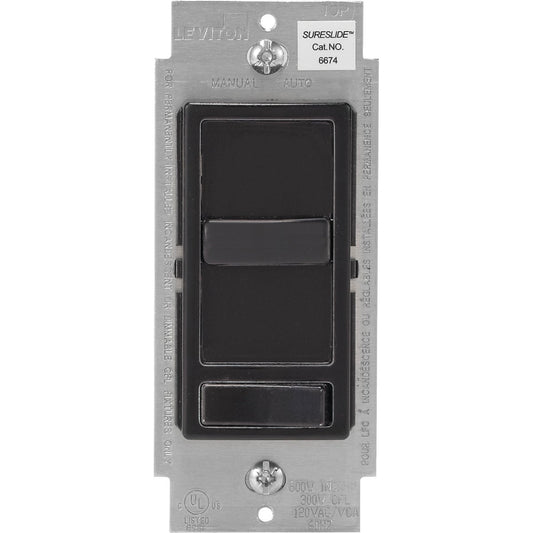 Leviton Decora Incandescent/LED/CFL Black Slide Dimmer Switch