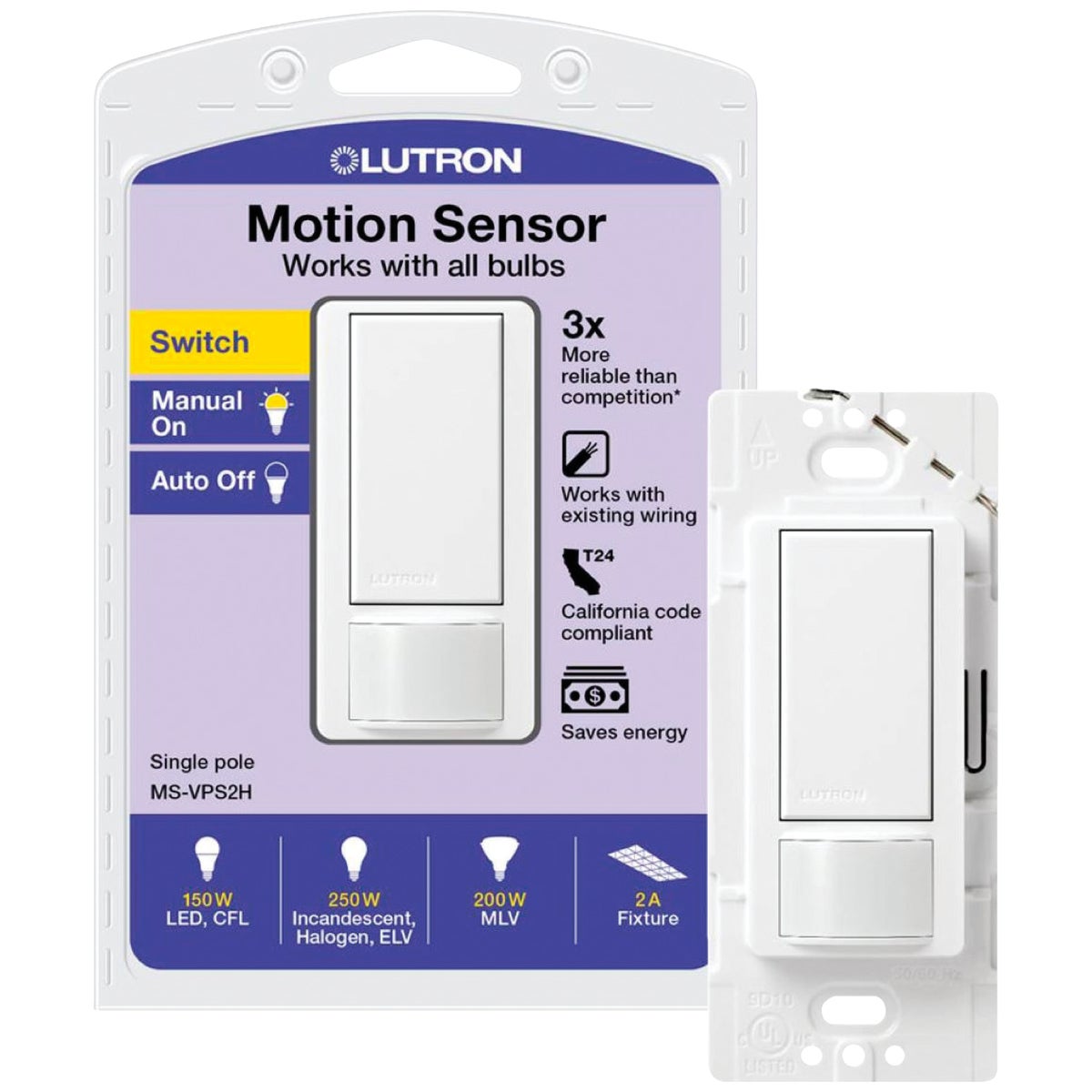 Lutron Maestro White 900 Sq. Ft. 180 Deg. Detection Occupancy Sensor Switch