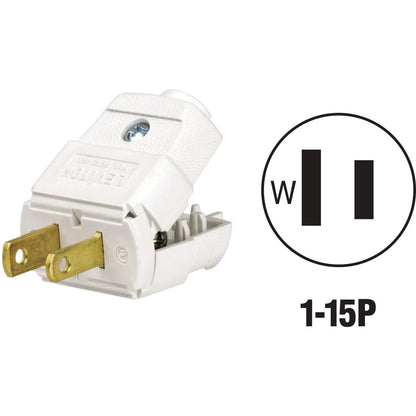 Leviton 15A 125V 2-Wire 2-Pole Clamp Tight Cord Plug, White