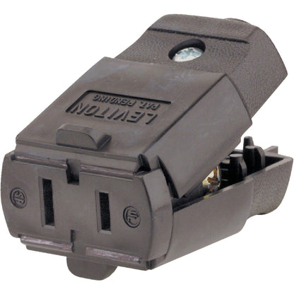 Leviton 15A 125V 2-Wire 2-Pole Hinged Cord Connector, Brown