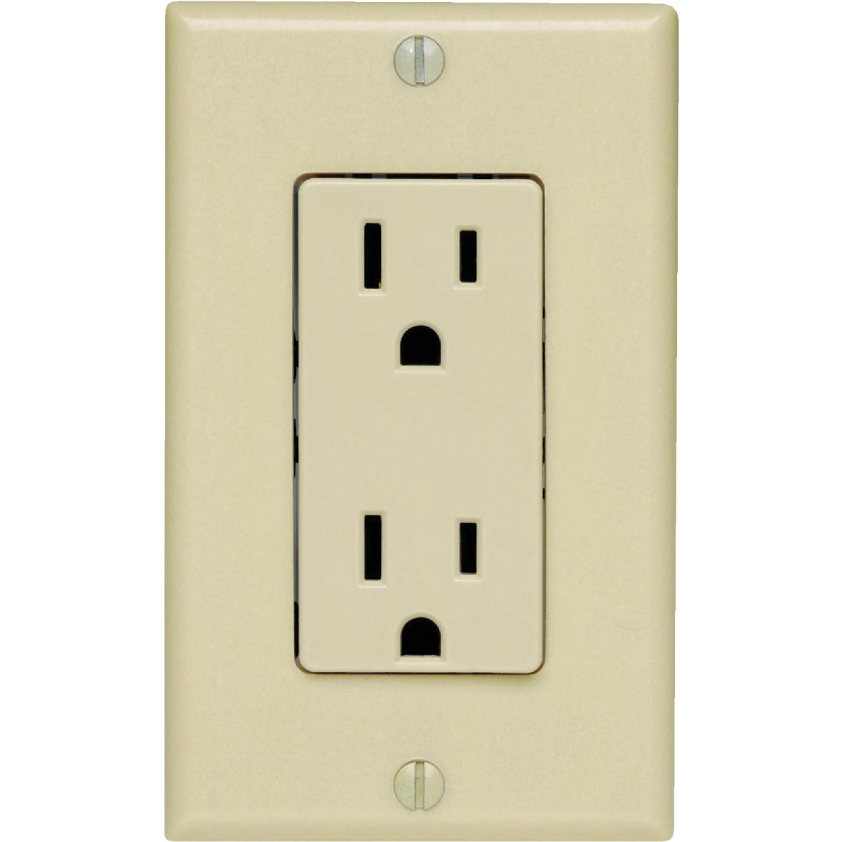 Leviton Decora 15A Ivory Residential Grade 5-15R Duplex Outlet with Wall Plate