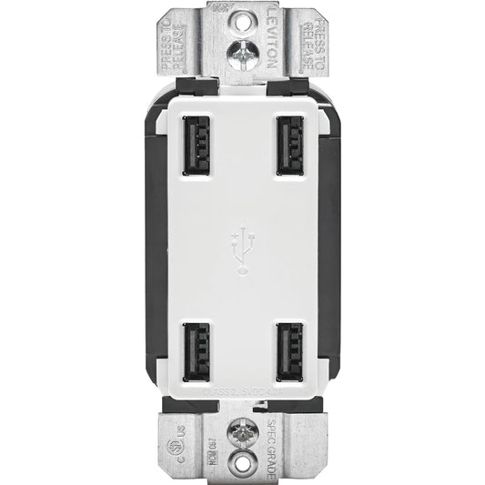 Leviton 4.2A 125V White 4-Port USB Charging Outlet