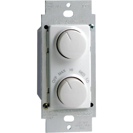 Leviton White 4-Speed/Full Range Dimmer Single Pole Rotary Fan Control Switch