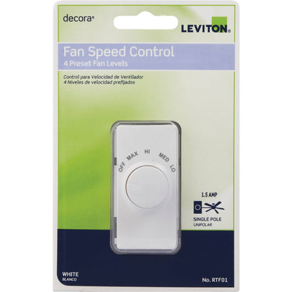 Leviton White 4-Speed Single Pole Rotary On/Off Fan Control Switch