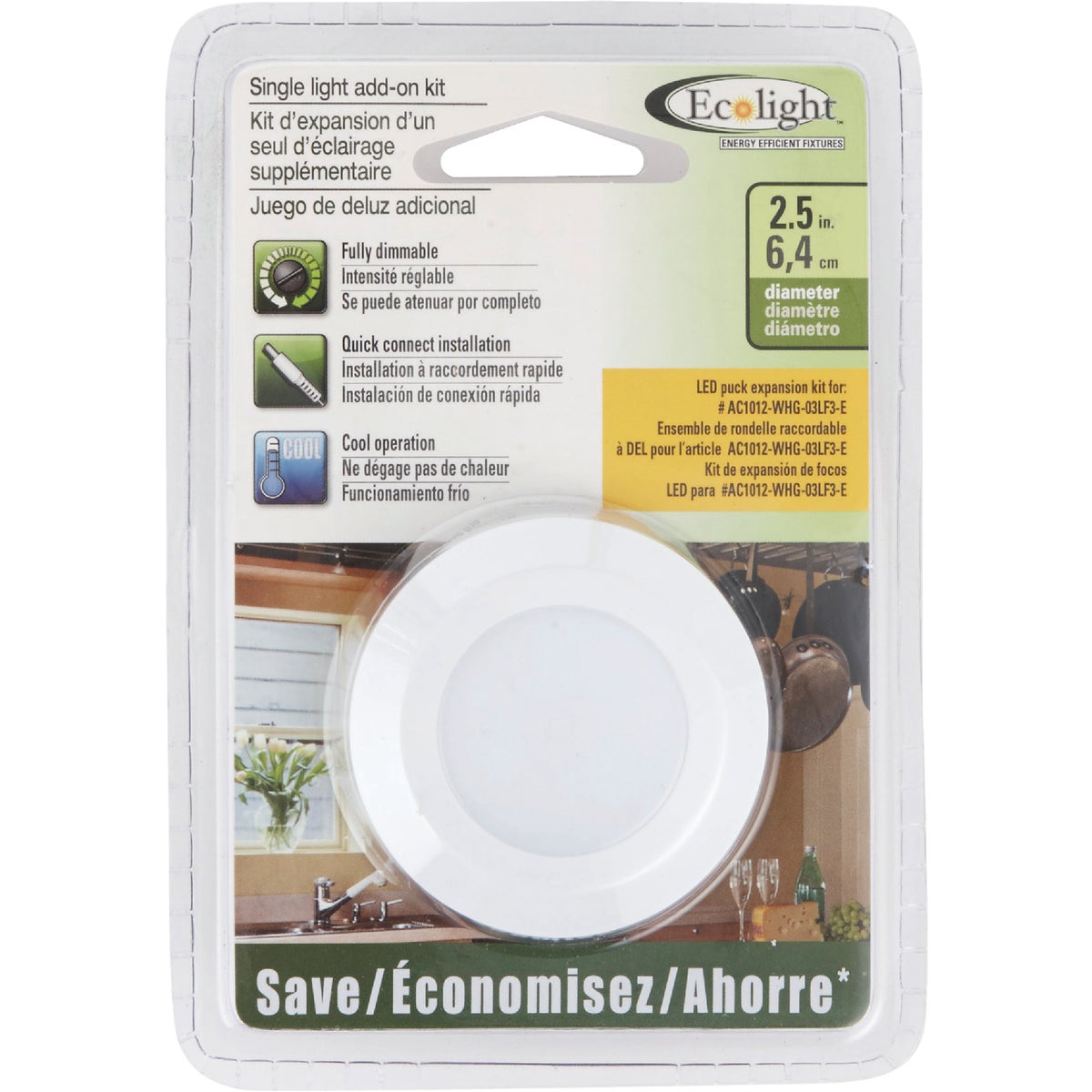 Good Earth Lighting Ecolight 2.5 In. Plug-In White LED Under Cabinet Light