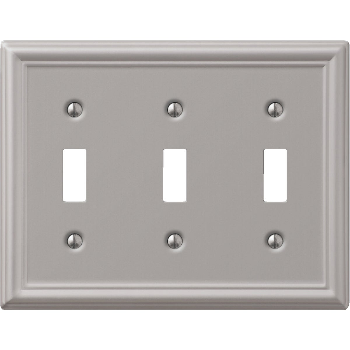 Amerelle Chelsea 3-Gang Stamped Steel Toggle Switch Wall Plate, Brushed Nickel