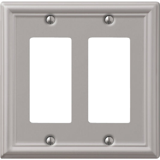 Amerelle Chelsea 2-Gang Stamped Steel Rocker Decorator Wall Plate, Brushed Nickel