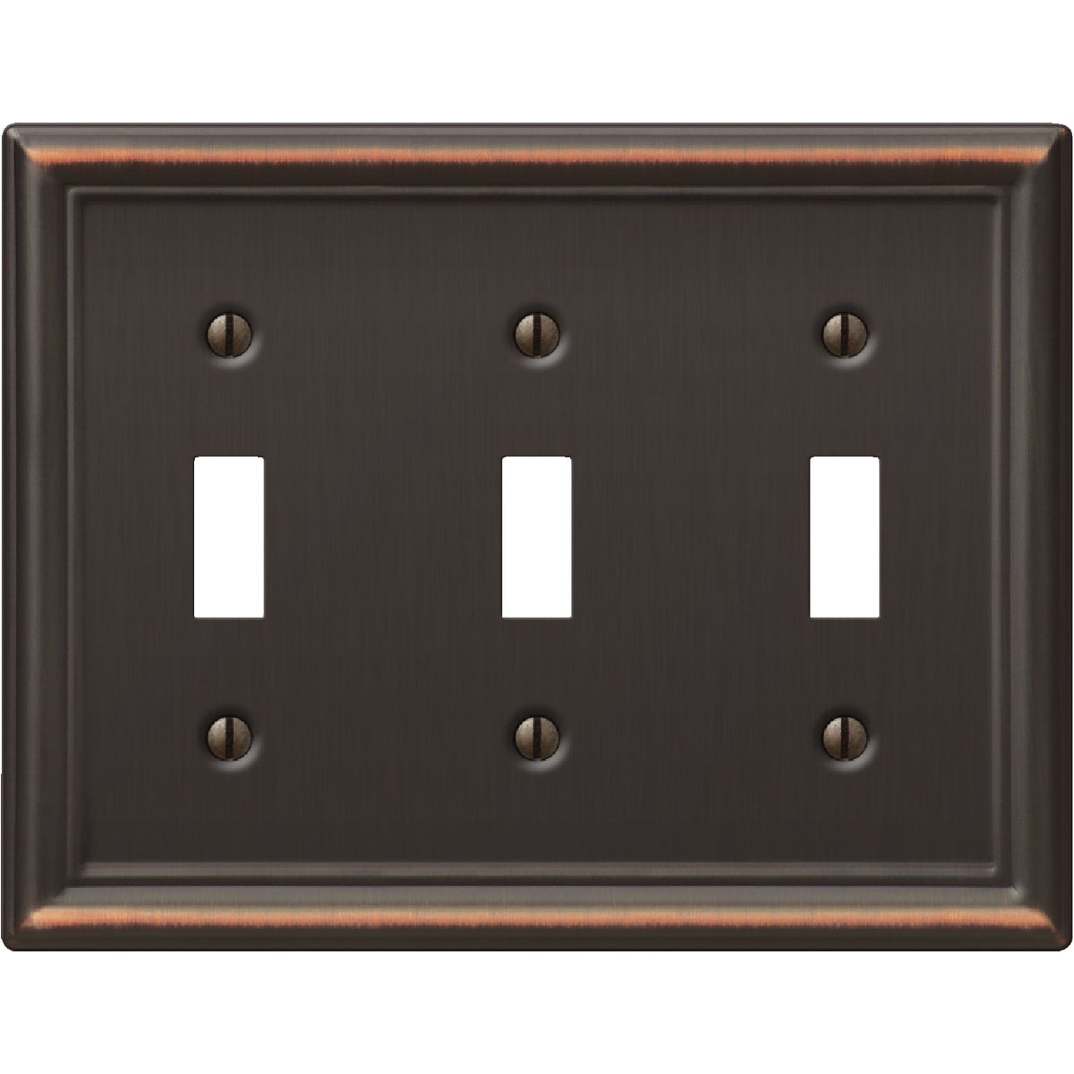 Amerelle Chelsea 3-Gang Stamped Steel Toggle Switch Wall Plate, Aged Bronze