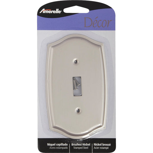 Amerelle Sonoma 1-Gang Stamped Steel Toggle Switch Wall Plate, Brushed Nickel