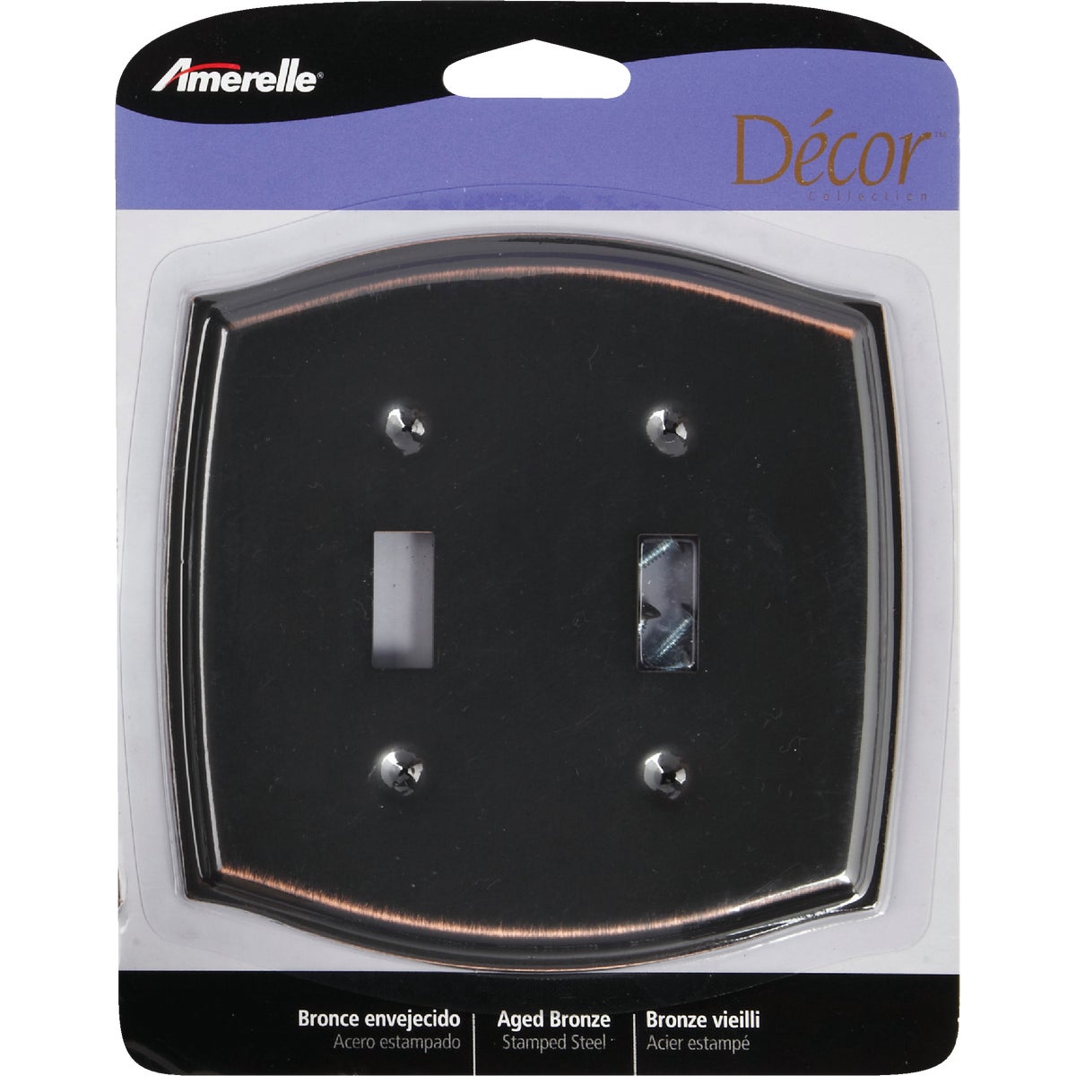 Amerelle Sonoma 2-Gang Stamped Steel Toggle Switch Wall Plate, Aged Bronze