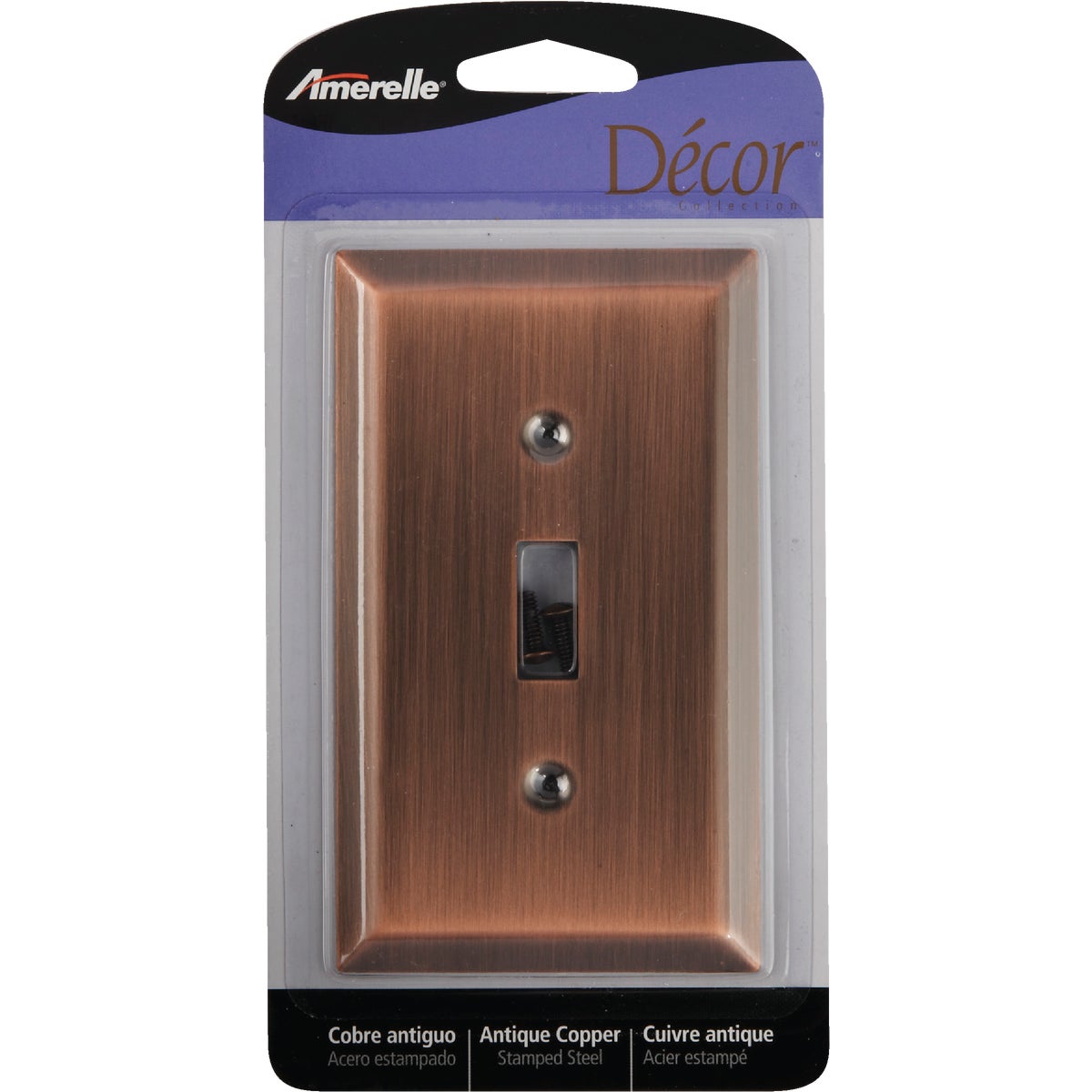 Amerelle 1-Gang Stamped Steel Toggle Switch Wall Plate, Antique Copper