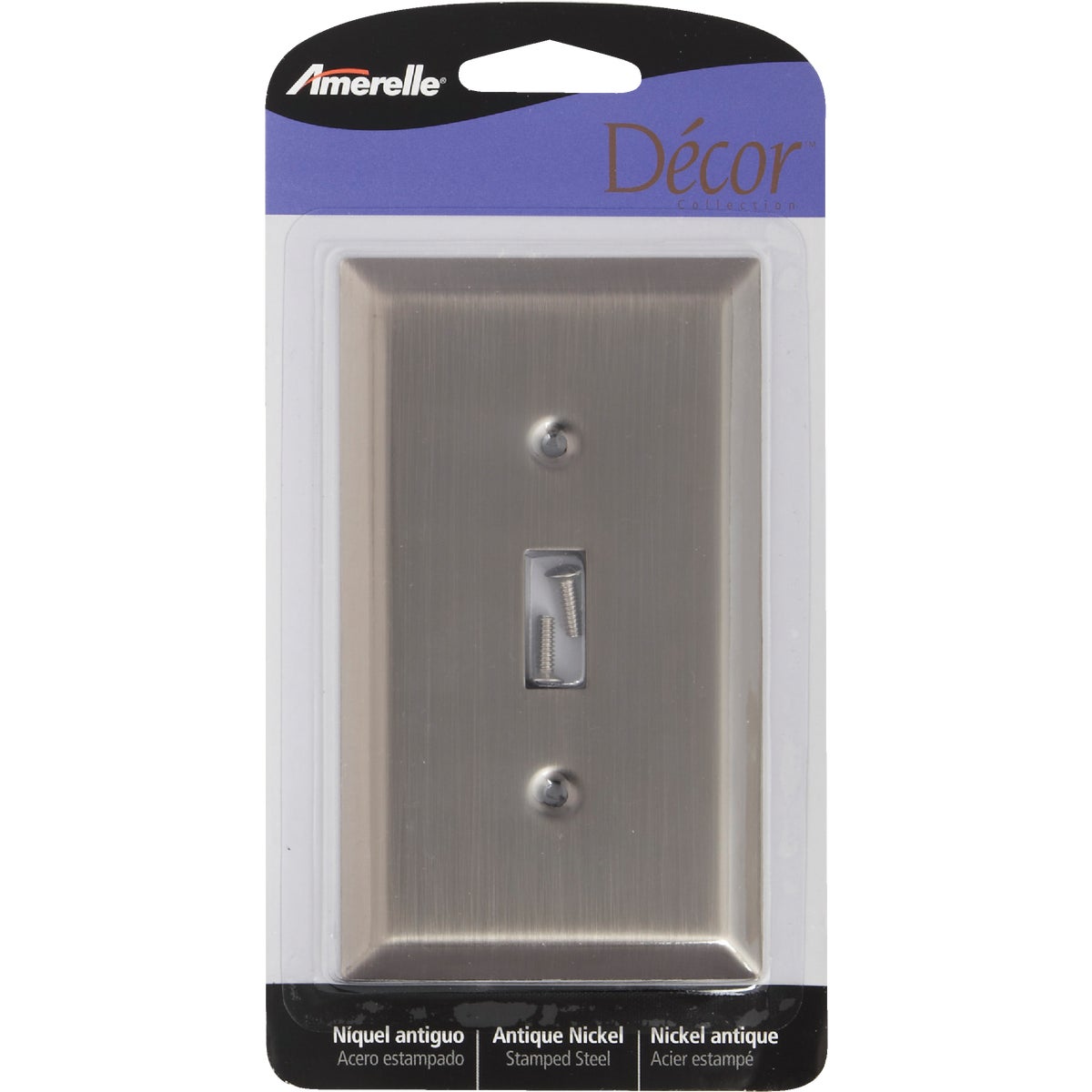 Amerelle 1-Gang Stamped Steel Toggle Switch Wall Plate, Antique Nickel