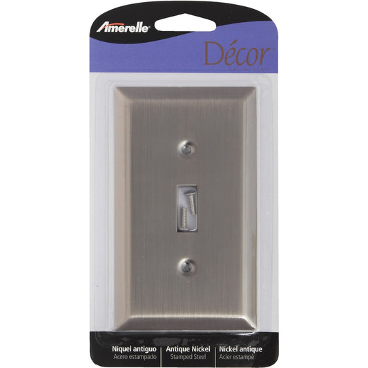 Amerelle 1-Gang Stamped Steel Toggle Switch Wall Plate, Antique Nickel