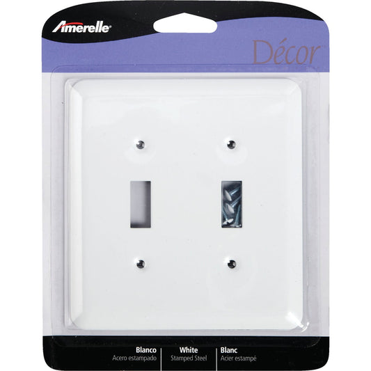 Amerelle 1-Gang Stamped Steel Toggle Switch Wall Plate, White