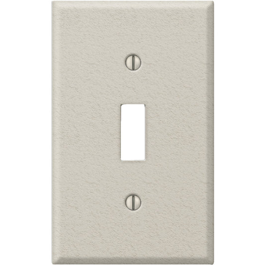 Amerelle PRO 1-Gang Stamped Steel Toggle Switch Wall Plate, Light Almond Wrinkle