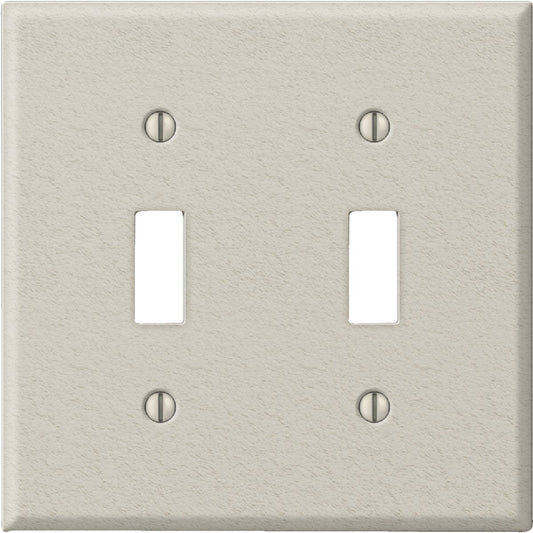 Amerelle PRO 2-Gang Stamped Steel Toggle Switch Wall Plate, Light Almond Wrinkle