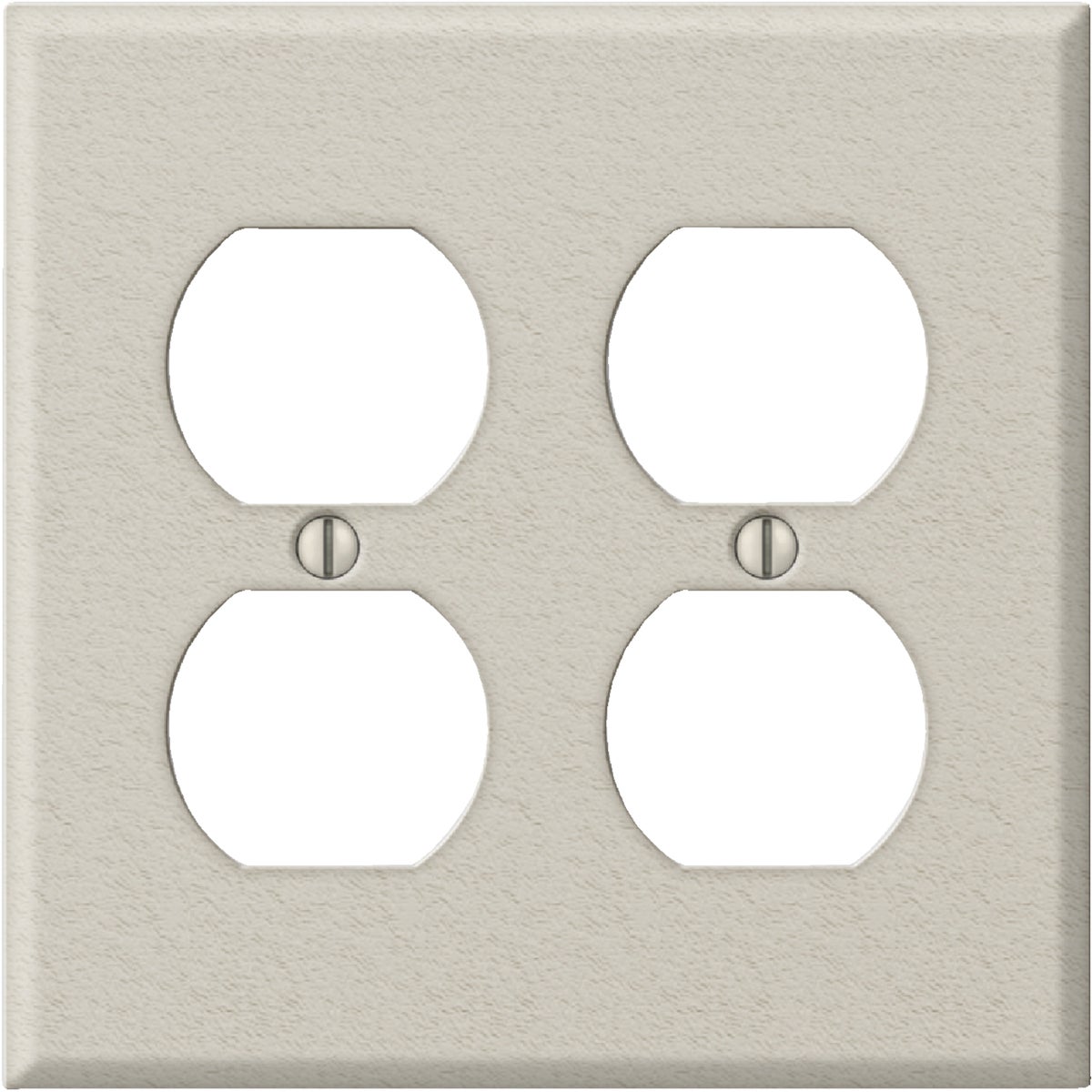 Amerelle PRO 2-Gang Stamped Steel Outlet Wall Plate, Light Almond Wrinkle