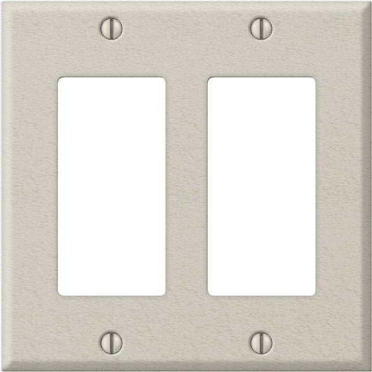 Amerelle PRO 2-Gang Stamped Steel Rocker Decorator Wall Plate, Light Almond Wrinkle