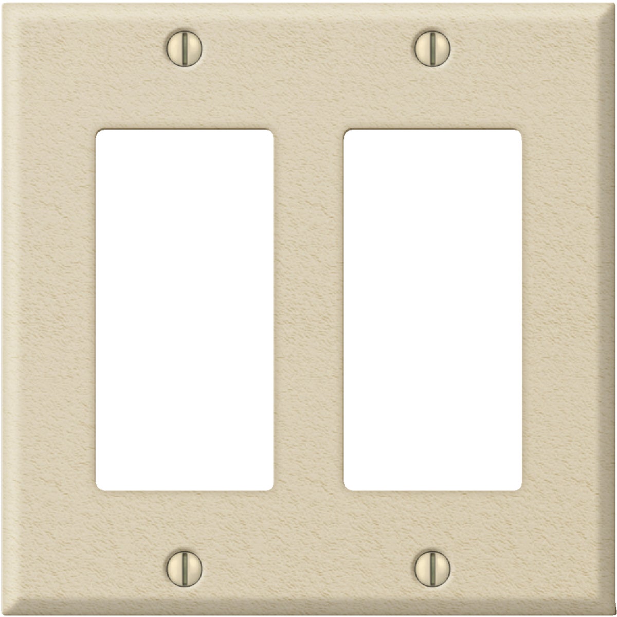 Amerelle PRO 2-Gang Stamped Steel Rocker Decorator Wall Plate, Ivory Wrinkle