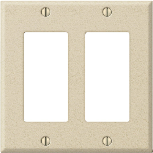 Amerelle PRO 2-Gang Stamped Steel Rocker Decorator Wall Plate, Ivory Wrinkle