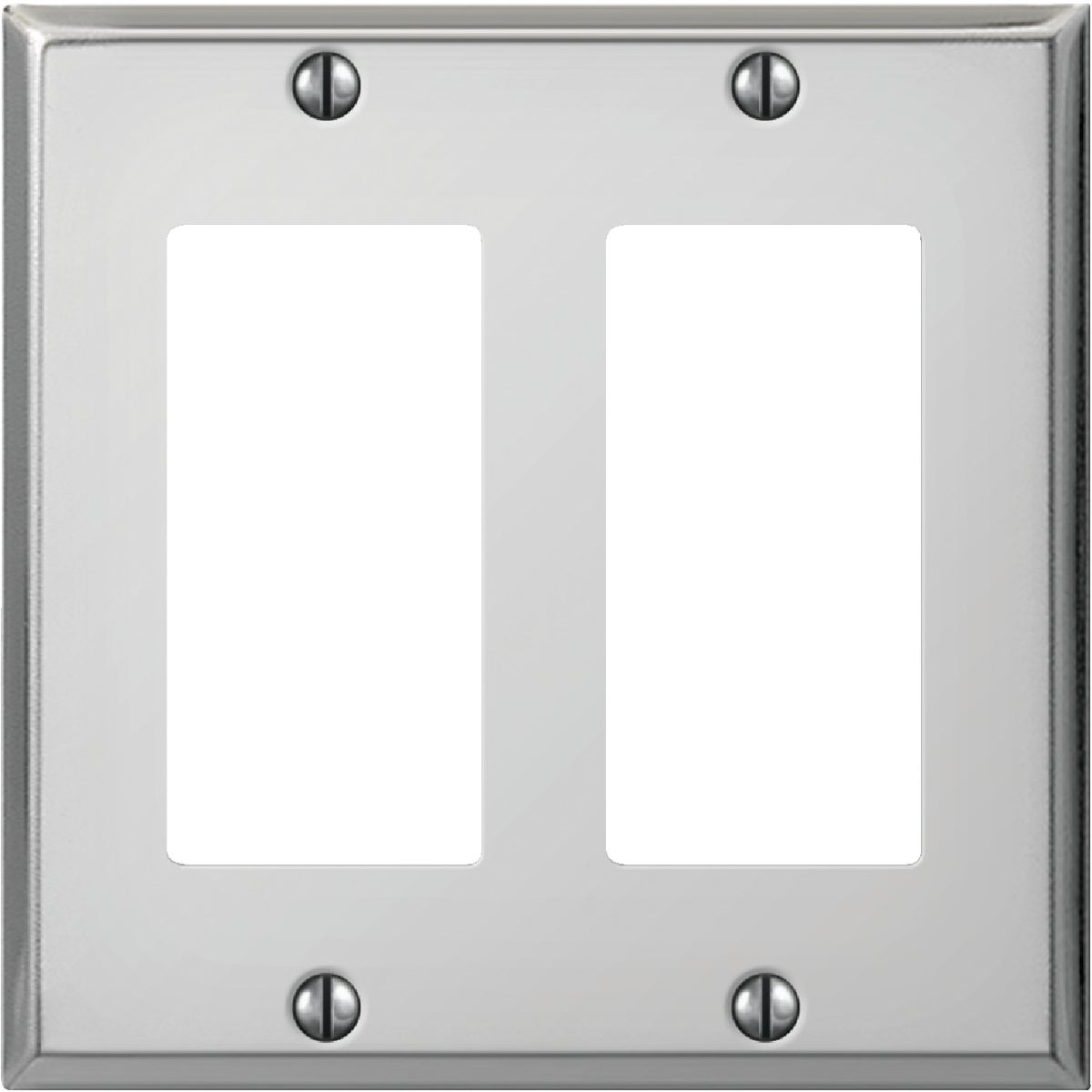 Amerelle PRO 2-Gang Stamped Steel Rocker Decorator Wall Plate, Polished Chrome