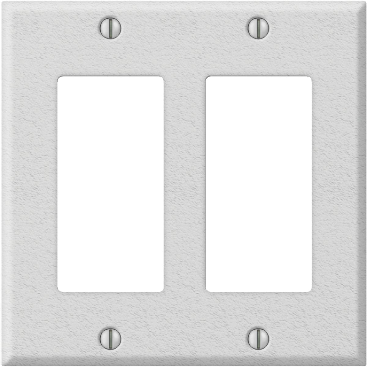 Amerelle PRO 2-Gang Stamped Steel Rocker Decorator Wall Plate, White Wrinkle