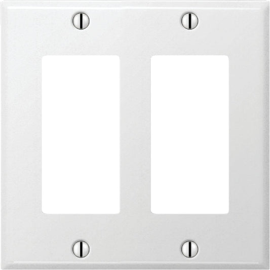 Amerelle PRO 2-Gang Stamped Steel Rocker Decorator Wall Plate, Smooth White