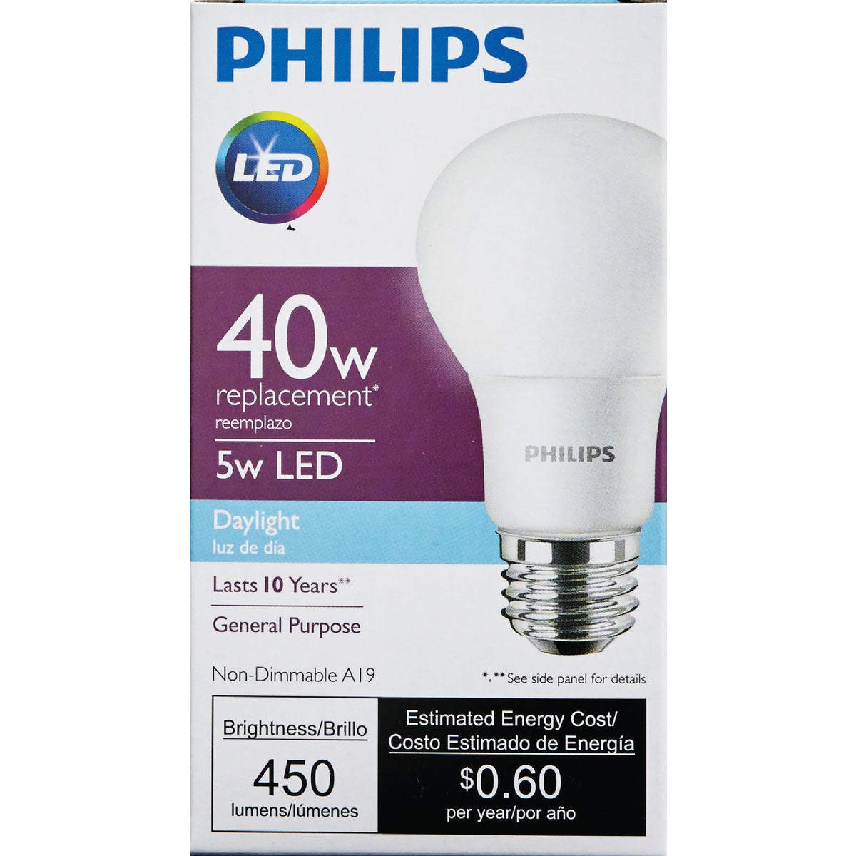 Philips 40W Equivalent Daylight A19 Medium LED Light Bulb