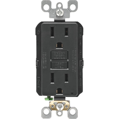 Leviton SmartlockPro Self-Test 15A Black Residential Grade Rounded Corner 5-15R GFCI Outlet