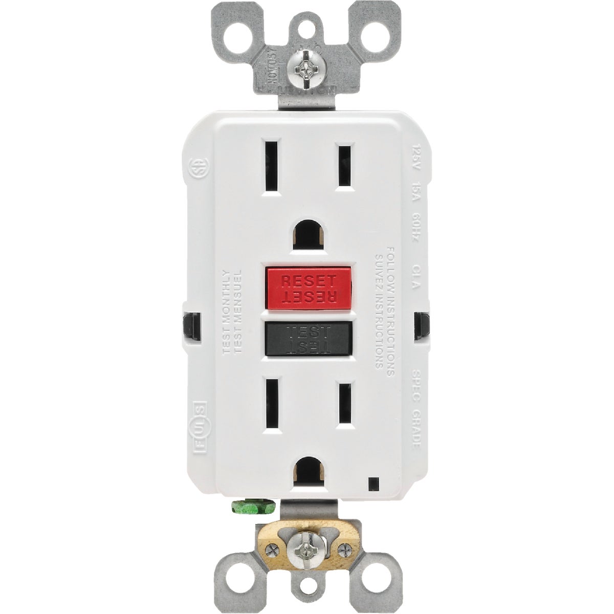 Leviton SmartlockPro Self-Test 15A White Residential Grade 5-15R GFCI Outlet