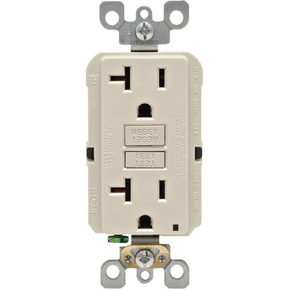 Leviton SmartlockPro Self-Test 20A Light Almond Commercial Grade Rounded Corner 5-20R GFCI Outlet