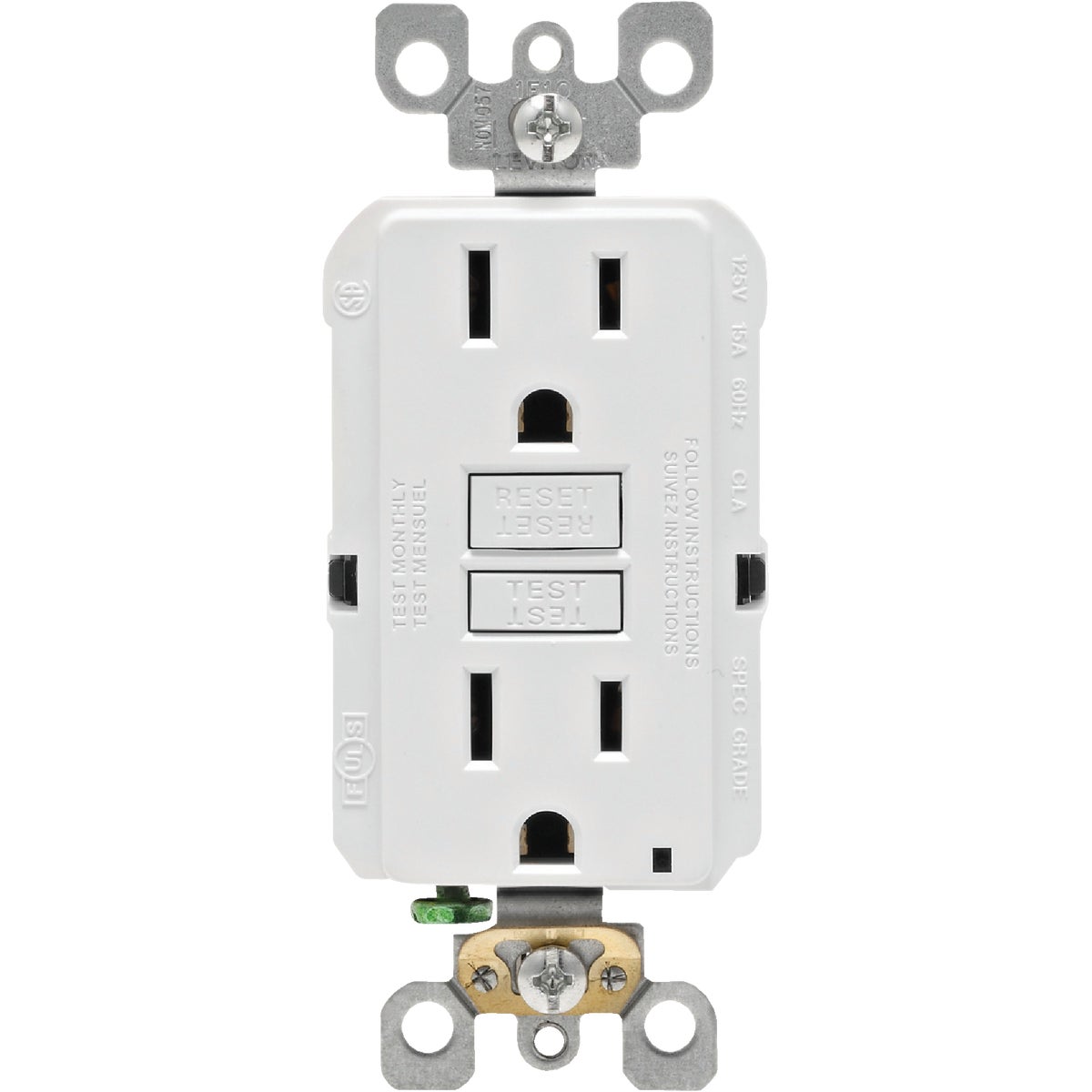 Leviton SmartlockPro Self-Test 15A White Residential Grade Rounded Corner 5-15R GFCI Outlet (3-Pack)