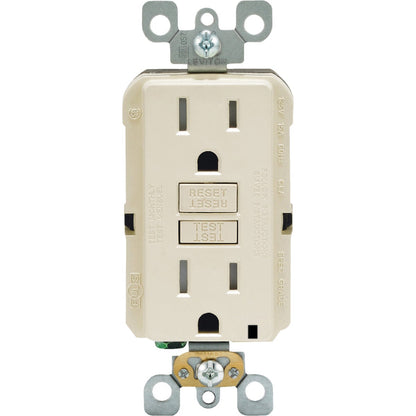 Leviton SmartlockPro Self-Test 15A Light Almond Commercial Grade Tamper Resistant 5-15R GFCI Outlet