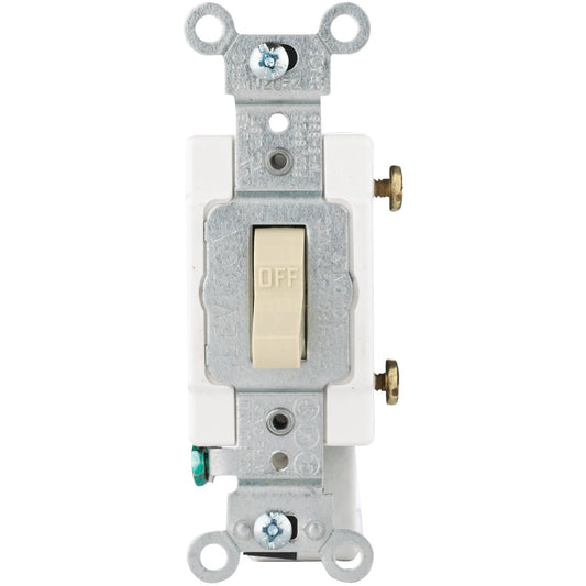 Leviton Commercial Grade 15 Amp Toggle Single Pole Switch, Ivory