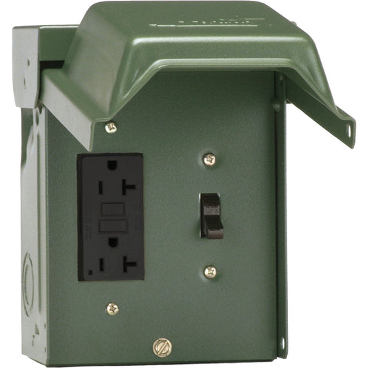 GE Backyard 20A Green Residential Grade 5-20R GFI Outlet with Switch