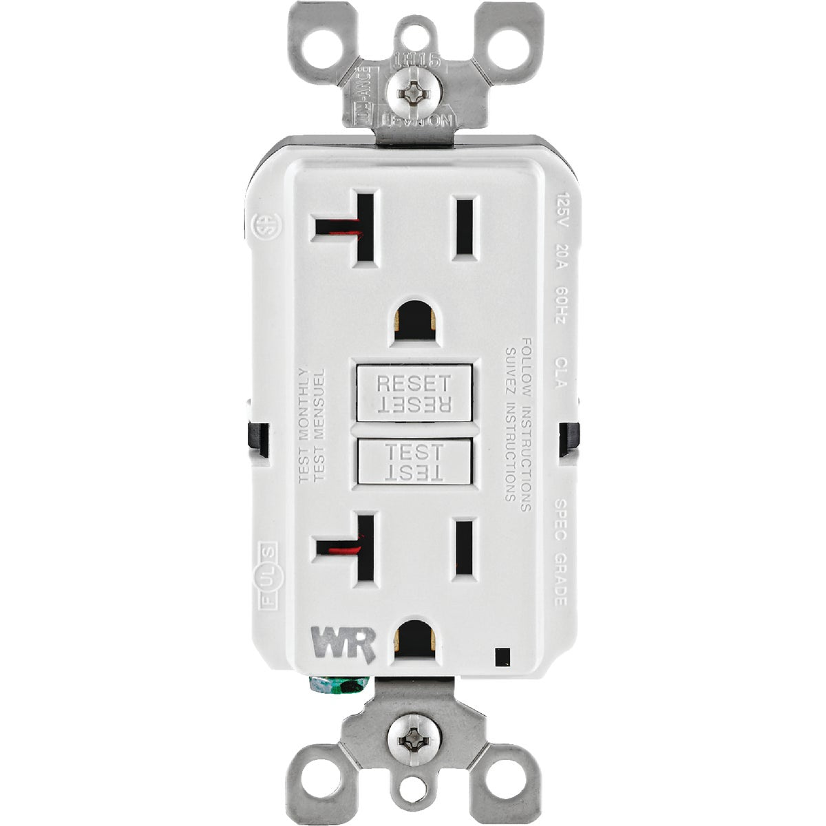 Leviton SmartlockPro Self-Test 20A White Residential Grade Tamper & Weather Resistant 5-20R GFCI Outlet