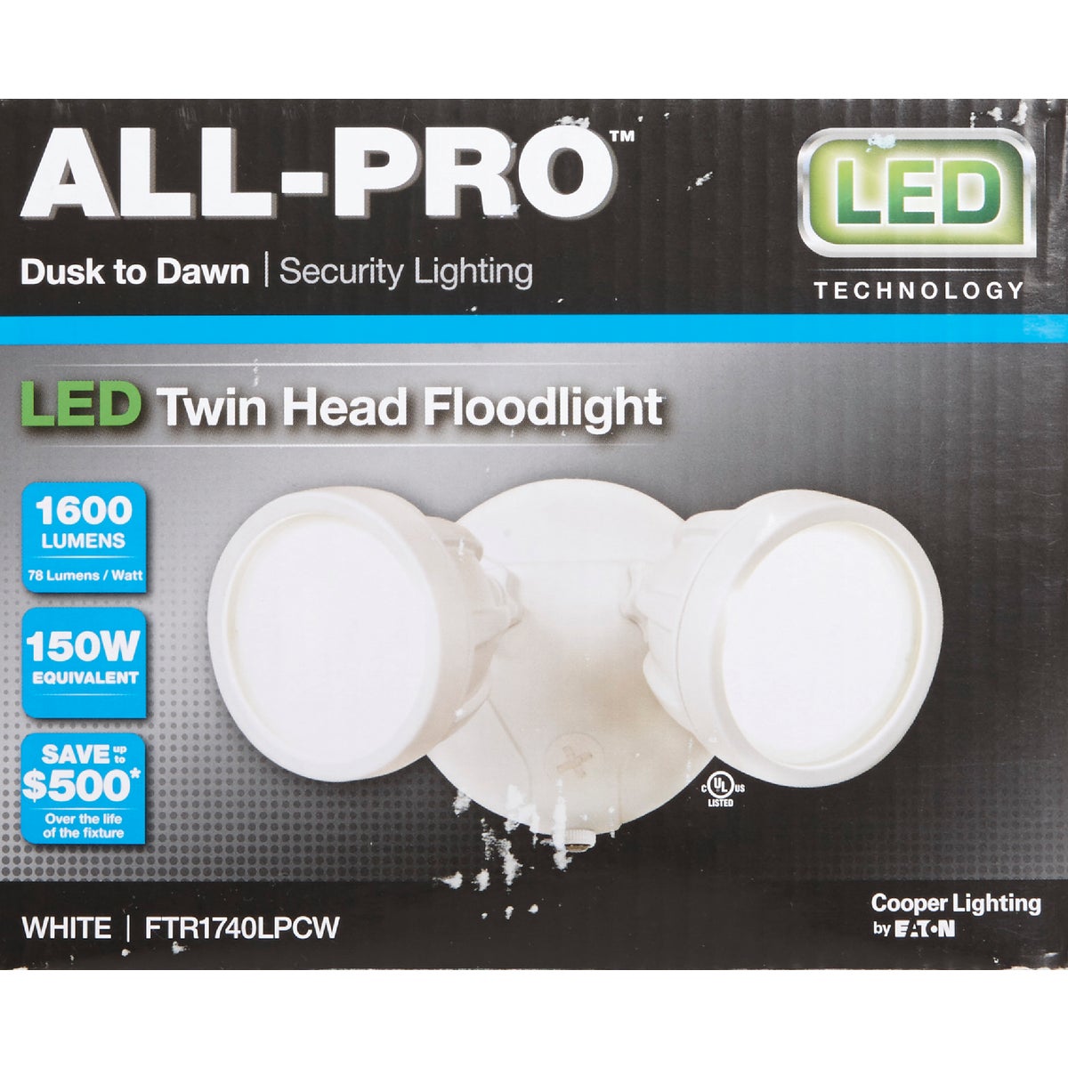 All-Pro White Dusk To Dawn LED Floodlight Fixture