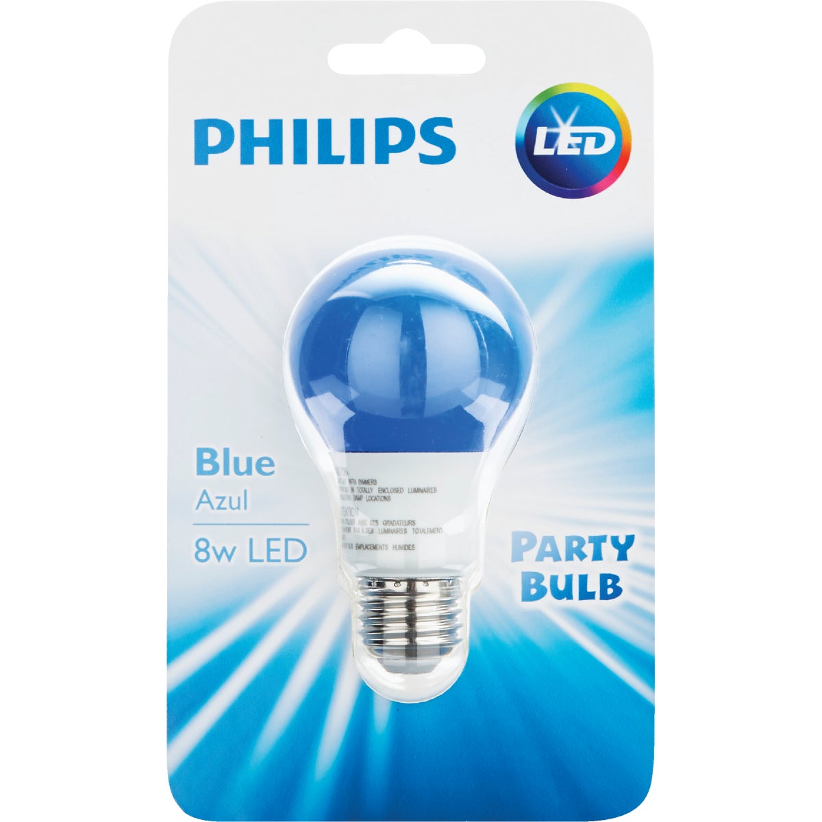 Philips 60W Equivalent Blue A19 Medium LED Decorative Party Light Bulb