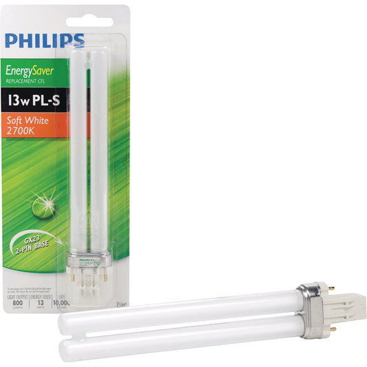 Philips Energy Saver 60W Equivalent Soft White GX23 Base PL-S CFL Light Bulb