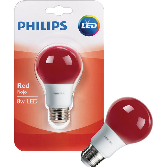 Philips 60W Equivalent Red A19 Medium LED Decorative Party Light Bulb