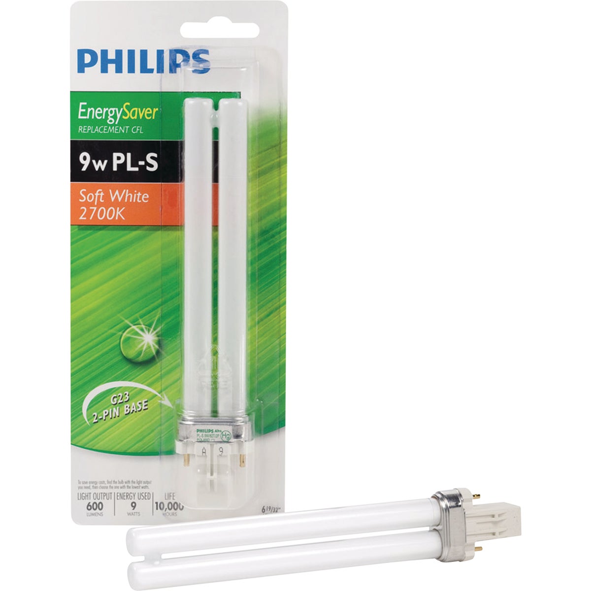 Philips Energy Saver 40W Equivalent Soft White G23 Base PL-S CFL Light Bulb