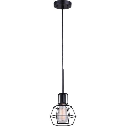 Home Impressions 1-Bulb Black Incandescent Hexagon Cage Style Pendant Light Fixture