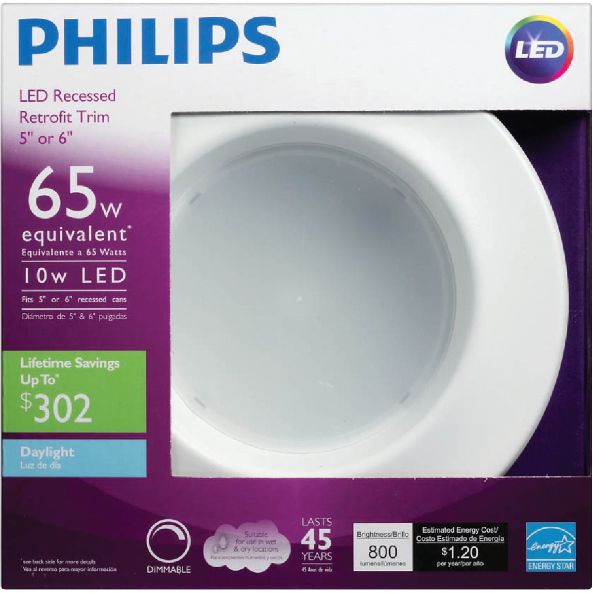 Philips 5 In. Retrofit Non-IC Rated White LED Recessed Light Kit