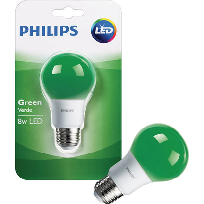 Philips 60W Equivalent Green A19 Medium LED Decorative Party Light Bulb