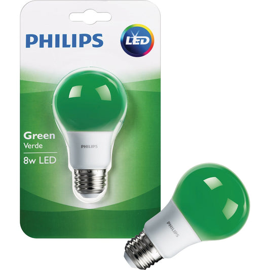 Philips 60W Equivalent Green A19 Medium LED Decorative Party Light Bulb